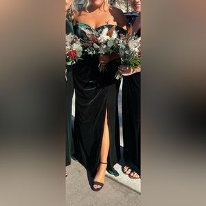 Beautiful Revelry Bridesmaid Dress- Velvet, emerald green.